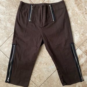 Marc Jacobs Capris Pants with Zippers. Dark Brown